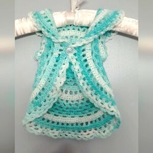 Handmade crocheted ring around the rosie circular vest with rose sz 6-9mo